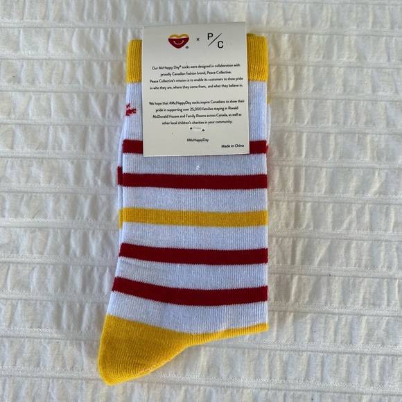 McDonalds x Peace Collective Unisex Striped Burger Socks - Picture 2 of 6
